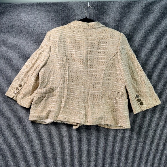 Metallic Gold Textured Tweed‎ Blazer Womens 20W Formal Career Evening Jacket - Picture 3 of 9